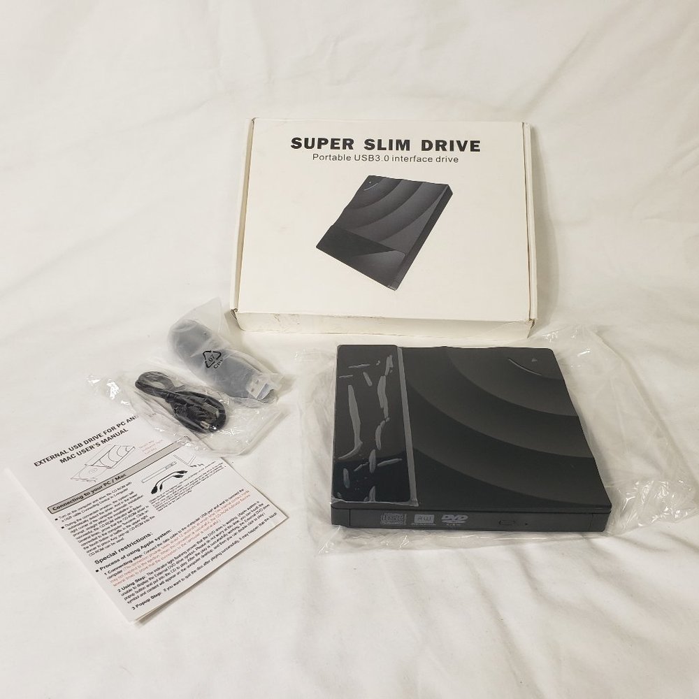 NOB Super Slim Drive Portable USB 3.0 Interface Drive For DVD CD RW Drive Black